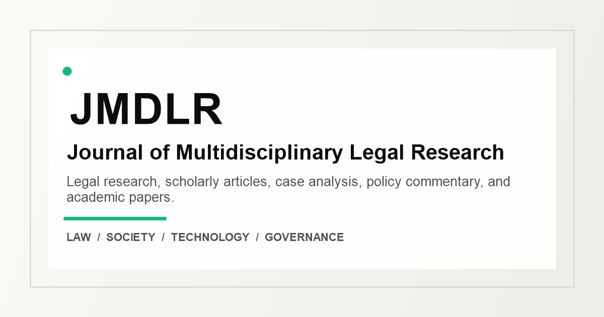 JMDLR | Journal of Multi-Disciplinary Legal Research